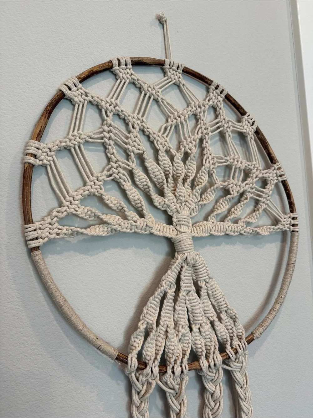Natural Cotton Macrame Tree of Life Wall Hanging - Cream 19” x 37”